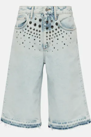 Alessandra Rich Embellished denim Bermuda shorts