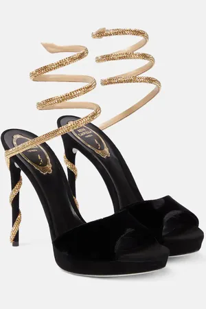 RENE CAOVILLA Embellished velvet sandals