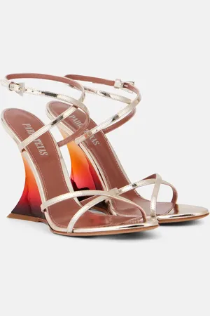 PARIS TEXAS Nina 105 mirrored leather wedge sandals