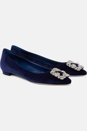 Manolo Blahnik Hangisi embellished velvet ballet flats