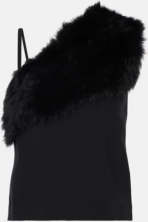 Totême One-shoulder shearling-trimmed top