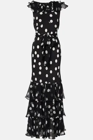 RIXO London Rio polka-dot ruffled silk maxi dress