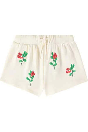Mini Rodini Lingoberries embroidered cotton shorts