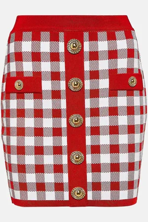 Balmain Gingham knit miniskirt