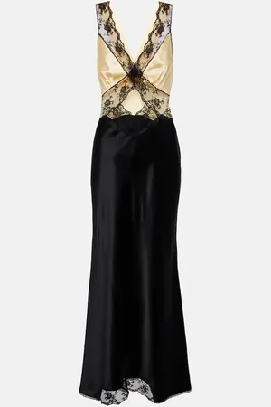SIR Aries lace-trimmed cutout silk maxi dress