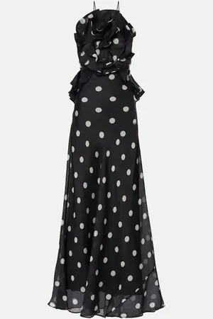 ZIMMERMANN Crush polka-dot ruffled linen and silk gown