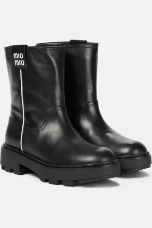 Miu Miu Leather ankle biker boots