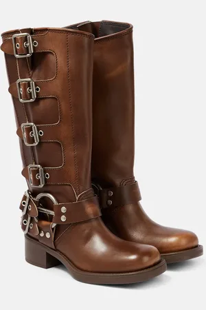 Miu Miu Studded leather knee-high boots