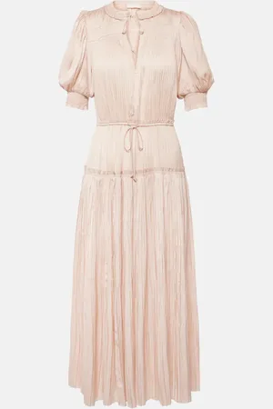 ULLA JOHNSON Astrid plissÃ© satin midi dress