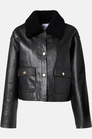 Self-Portrait Shearling-trimmed leather jacket