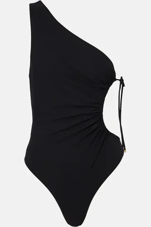 Saint Laurent Gathered one-shoulder swimsuit