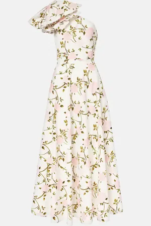 Giambattista Valli One-shoulder ruffled cotton cocktail dress