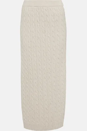 Brunello Cucinelli Knit cotton-blend midi skirt