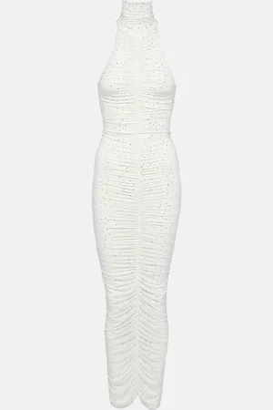 ALEX PERRY Crystal-embellished ruched maxi dress