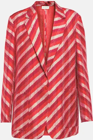 DRIES VAN NOTEN Striped silk ikat blazer