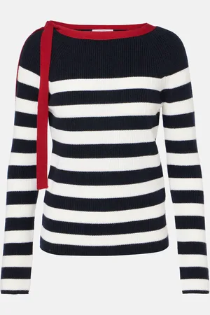 Max Mara Bow-detail striped virgin wool sweater