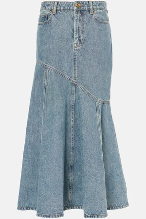 ZIMMERMANN Illustration denim midi skirt