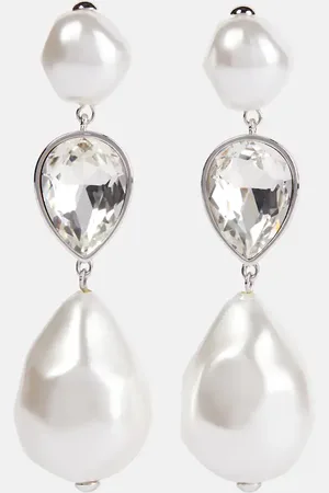 Self-Portrait Crystal-embellished faux pearl drop earrings