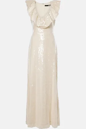 ROTATE Ruffled sequined maxi dress