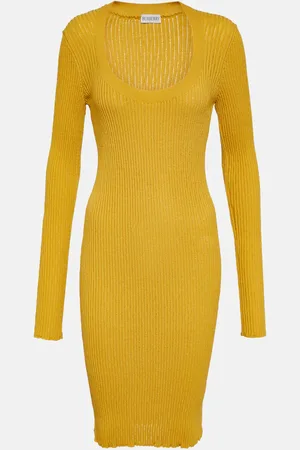 Burberry Ribbed-knit wool-blend midi dress