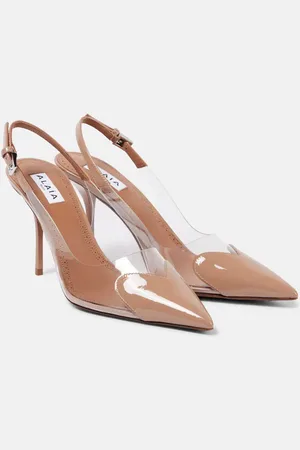 Alaïa Le CÅur 90 patent leather and PU slingback pumps