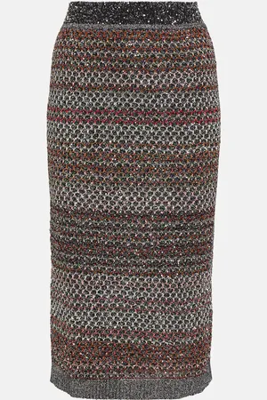Missoni Striped sequined knitted pencil skirt