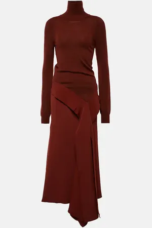 Victoria Beckham Turtleneck wool and crÃªpe midi dress