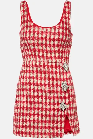 Self-Portrait Checked bouclÃ© minidress