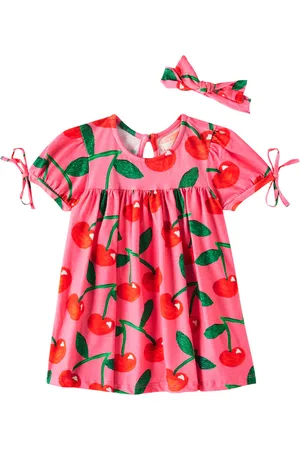 FÁBULA Baby printed cotton dress and headband set