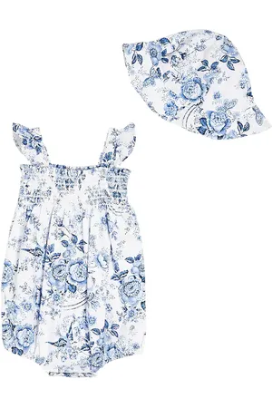 Ralph Lauren Baby floral cotton playsuit and hat set