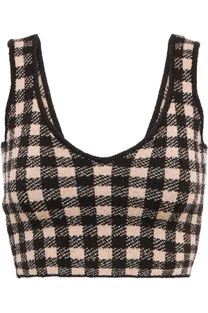 Altuzarra Argia checked crop top