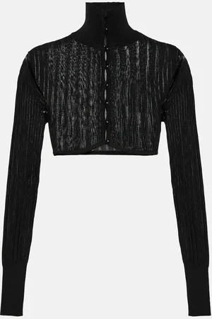 Alaïa Ribbed-knit cropped cardigan