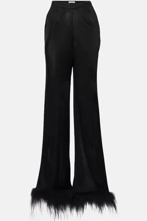 Prada Feather-trimmed wide-leg pants