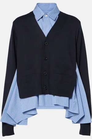 SACAI Cotton-blend poplin cardigan