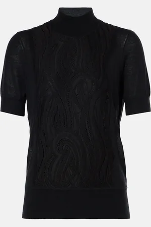 Joseph Knitted wool and silk lace top