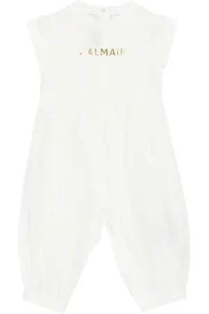 Balmain Baby logo cotton playsuit