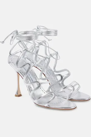 Manolo Blahnik Fawda 105 metallic leather sandals
