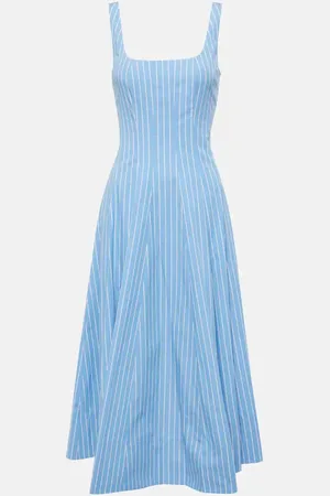 Staud Wells pinstriped cotton poplin midi dress