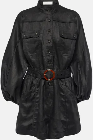ZIMMERMANN Belted linen playsuit
