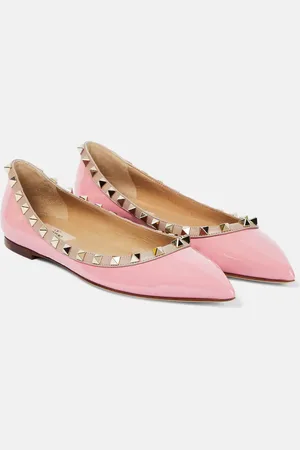 VALENTINO GARAVANI Rockstud patent leather ballet flats