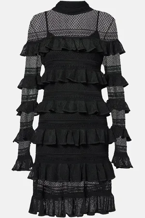 ZIMMERMANN Crush High Neck Frilled knitted minidress