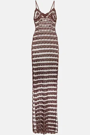 AYA MUSE Semi-sheer lace camisole maxi dress
