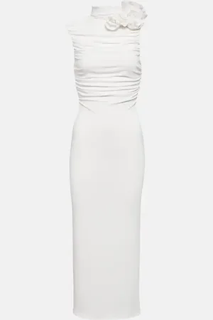 MAGDA BUTRYM Bridal floral-appliquÃ© ruched midi dress