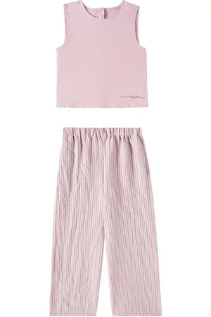 Il gufo Striped top and straight pants set