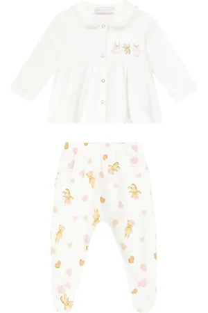 MONNALISA Baby bow-detail chenille playsuit