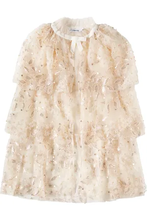Self-Portrait Embellished tiered tulle cape