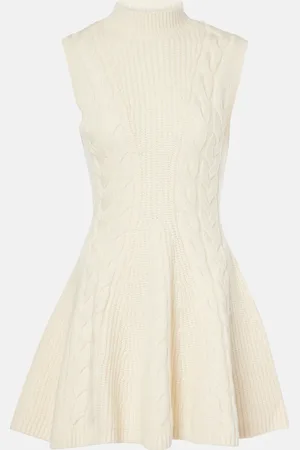 Staud Charade cable-knit wool-blend minidress