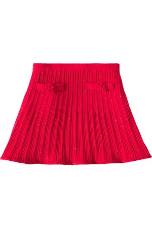 Self-Portrait Floral-appliquÃ© ribbed-knit skirt