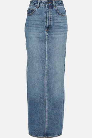 Self-Portrait High-rise denim maxi skirt