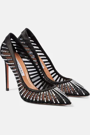 Aquazzura Passions Crystal 105 satin and mesh pumps